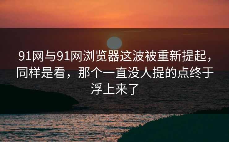 91网与91网浏览器这波被重新提起，同样是看，那个一直没人提的点终于浮上来了