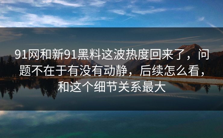 91网和新91黑料这波热度回来了，问题不在于有没有动静，后续怎么看，和这个细节关系最大